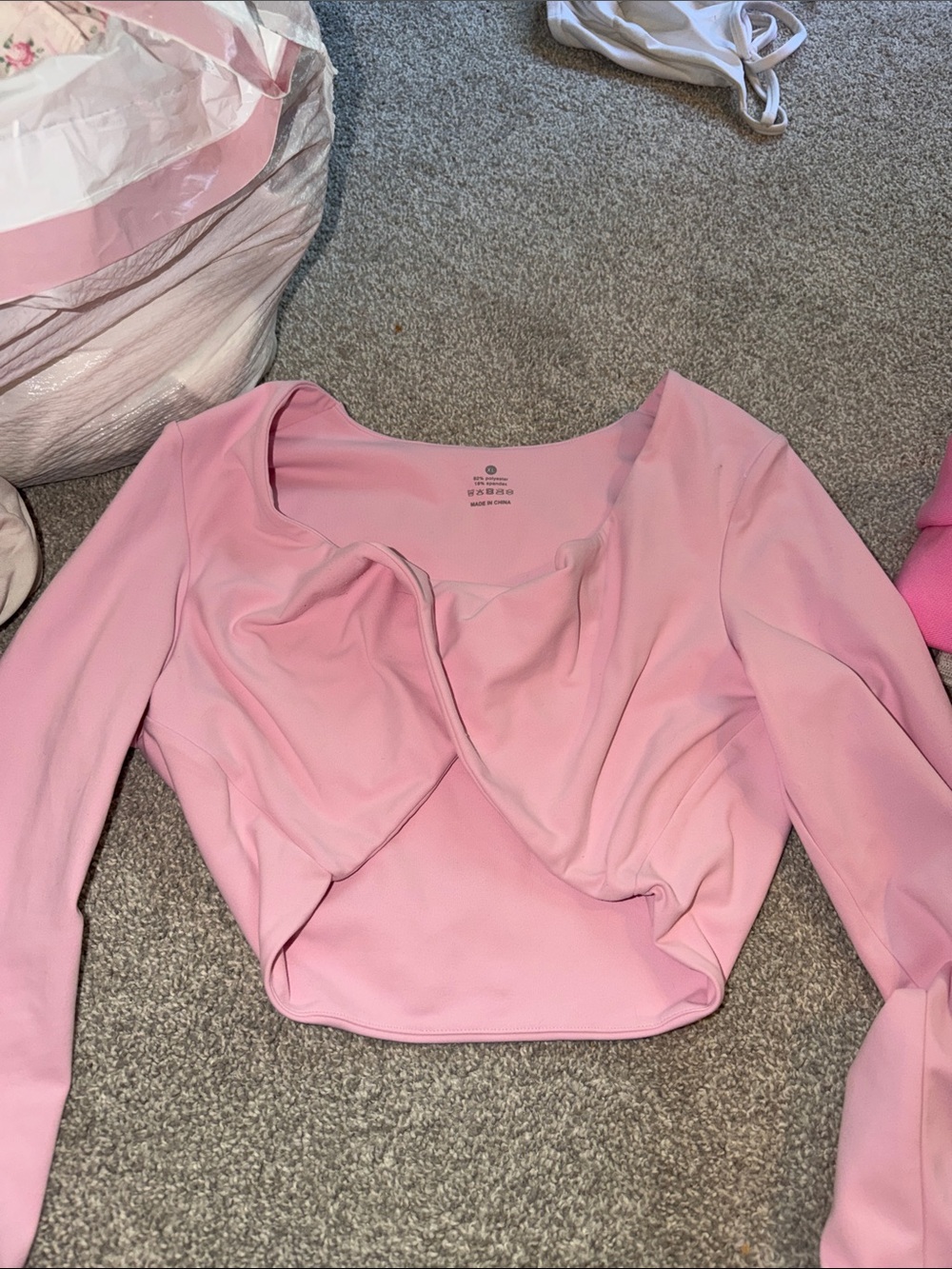 Pink Women’s Long Sleeve Square Neck Top - Unknown Brand
